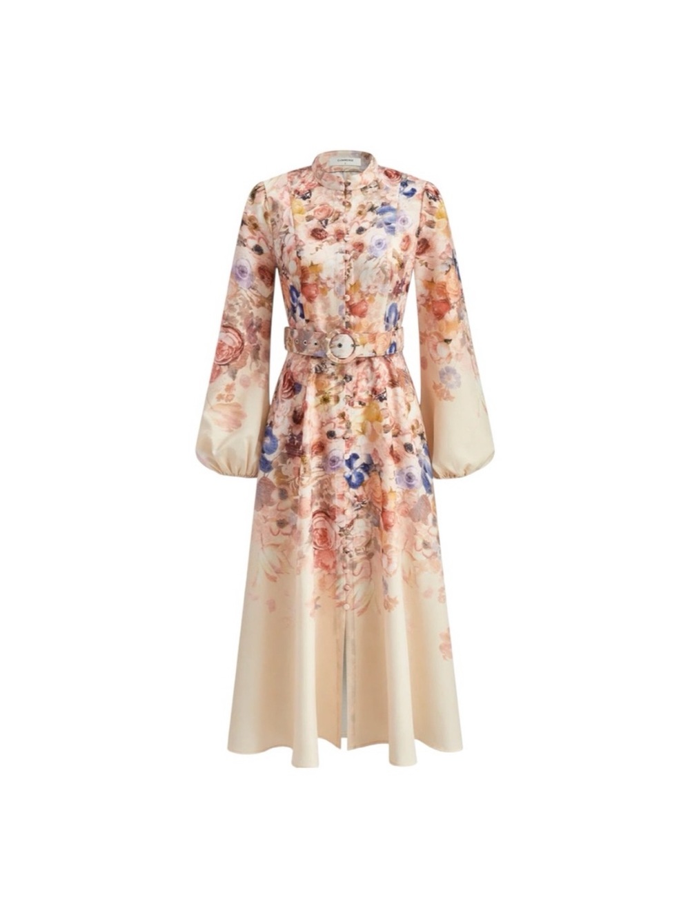 Commense Multicolor  Ballon Long Sleeve Floral Dress Size Large NWT